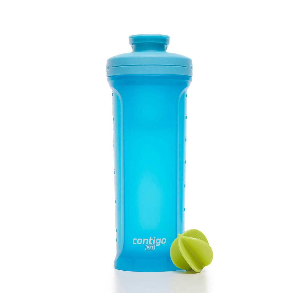 Contigo® Fit Shake & Go® 2.0 Plastic Antimicrobial Shaker Bottle, Blue Raspberry, 28 floz